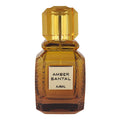 Ajmal Amber Santal Eau De Perfume 100ml for men and women, featuring a sleek glass bottle with golden accents.