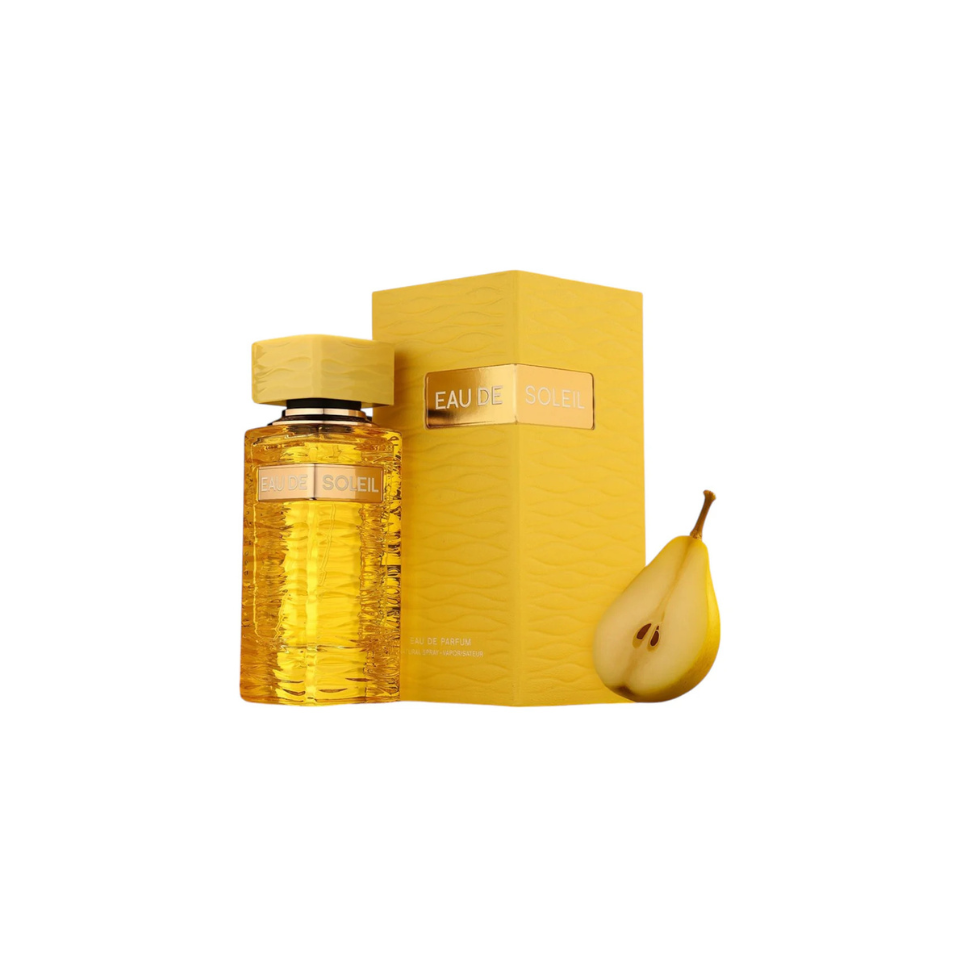 Fragrance World Eau de Soleil Eau de Parfum for men, 100ml bottle with sleek design and modern packaging.