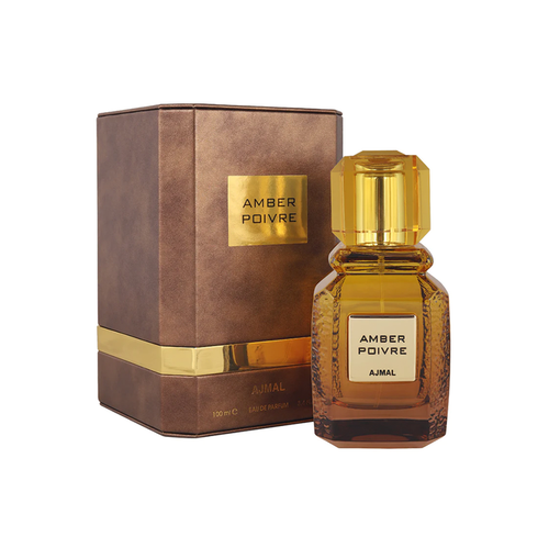 Ajmal Amber Poivre Eau De Perfume 100ML for men and women, featuring a sleek bottle with amber and pepper scent elements
