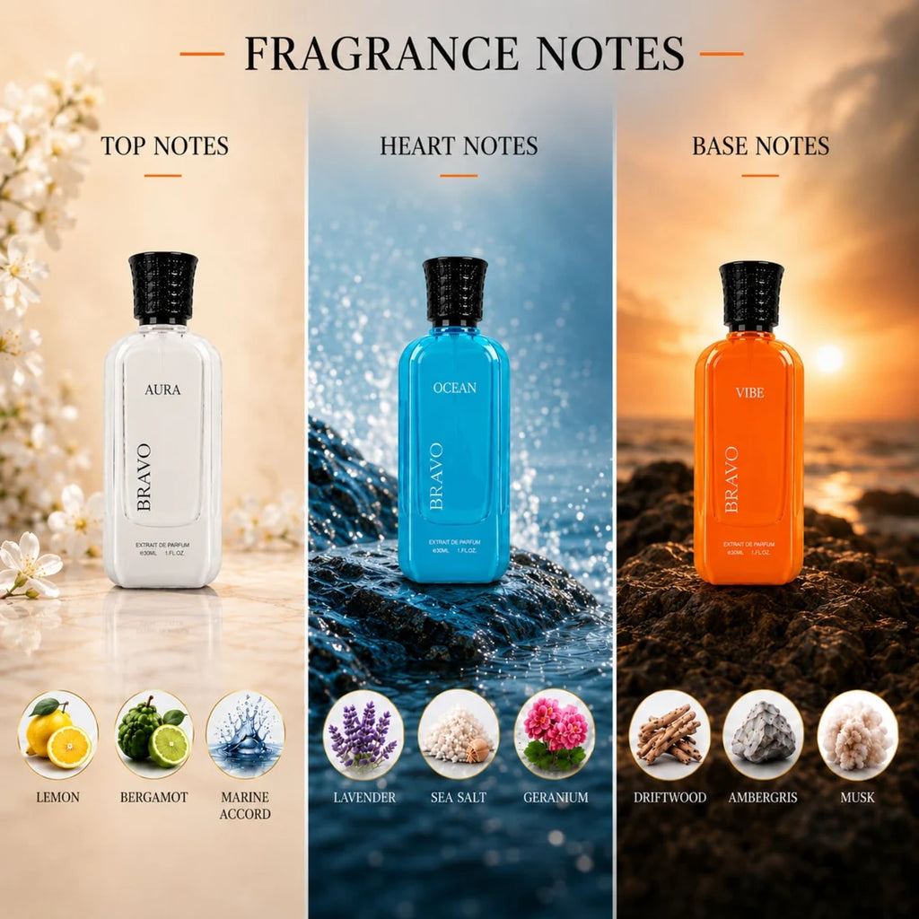 Bravo Extrait de Parfum Gift Set (Rare, Aura & Bold) – 3 × 30 ml