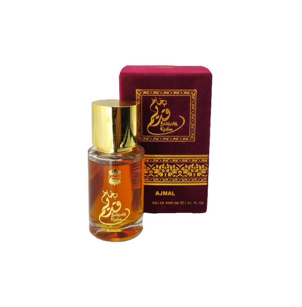 Ajmal Bakhakh Kadim Eau De Parfum bottle with elegant design, suitable for both men and women.