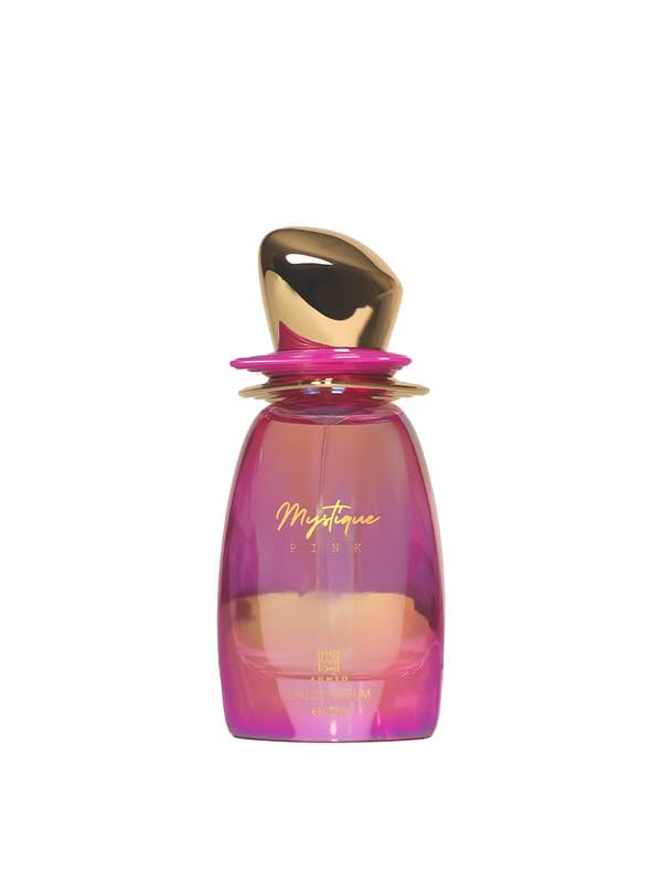 Ahmed Al Maghribi Mystique Pink Eau de Parfum 100ml for women, showcasing the perfume bottle with pink accents and elegant design.