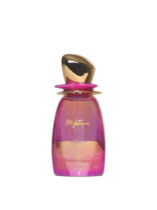 Ahmed Al Maghribi Mystique Pink Eau de Parfum 100ml for women, showcasing the perfume bottle with pink accents and elegant design.