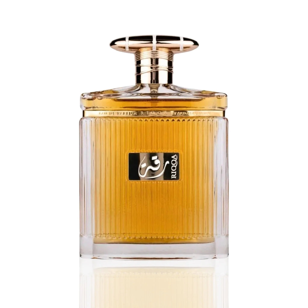 Ard Al Zaafaran Riqqa Eau De Parfum 100ml for men and women, featuring elegant perfume bottle and branding.