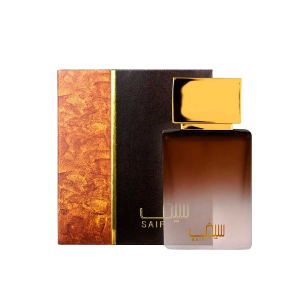 Ahmed Al Maghribi Saif Eau de Parfum 50ml bottle for men and women, elegant fragrance with a sleek design.