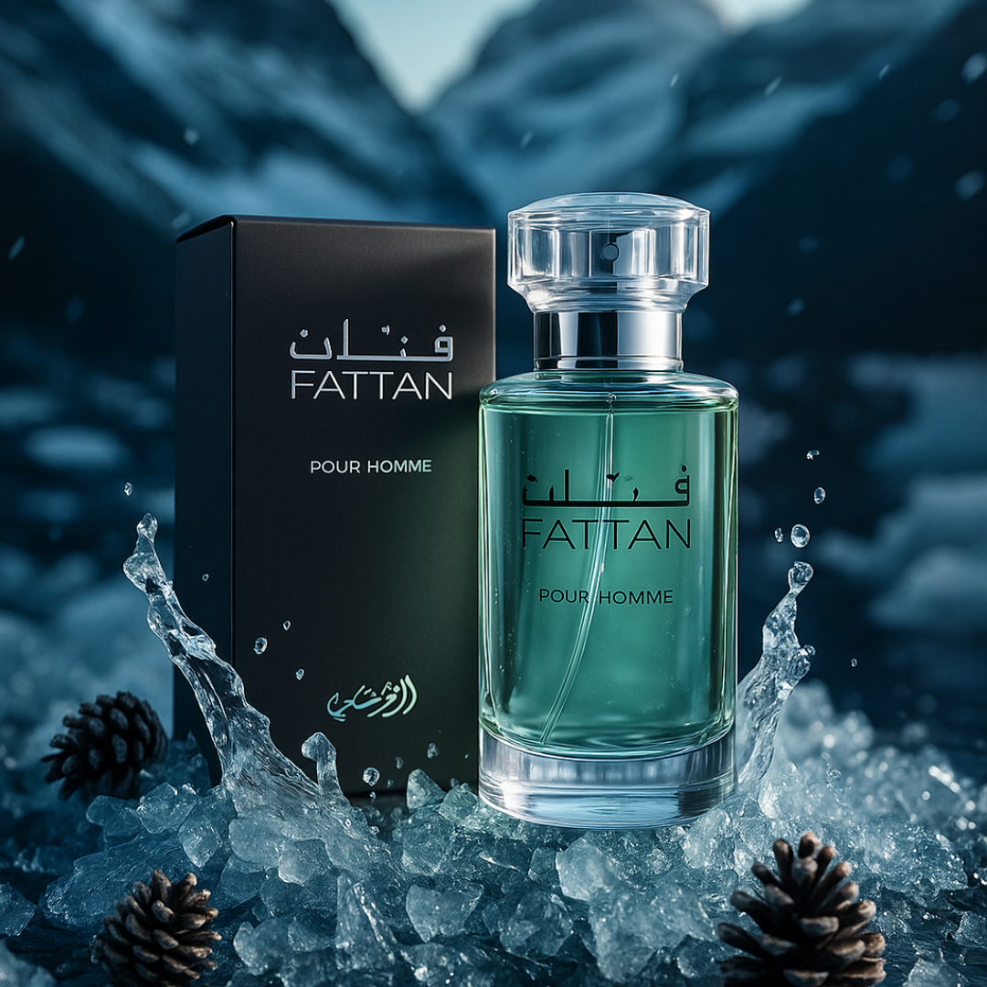 Rasasi Fattan Men Eau de Parfum 50ml bottle with elegant packaging, showcasing the luxury fragrance designed for men.