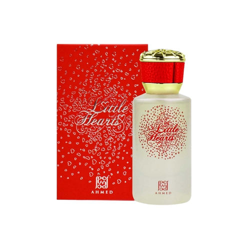 Ahmed Al Maghribi Little Hearts Eau de Parfum 50ml for women, elegant perfume bottle with floral design.
