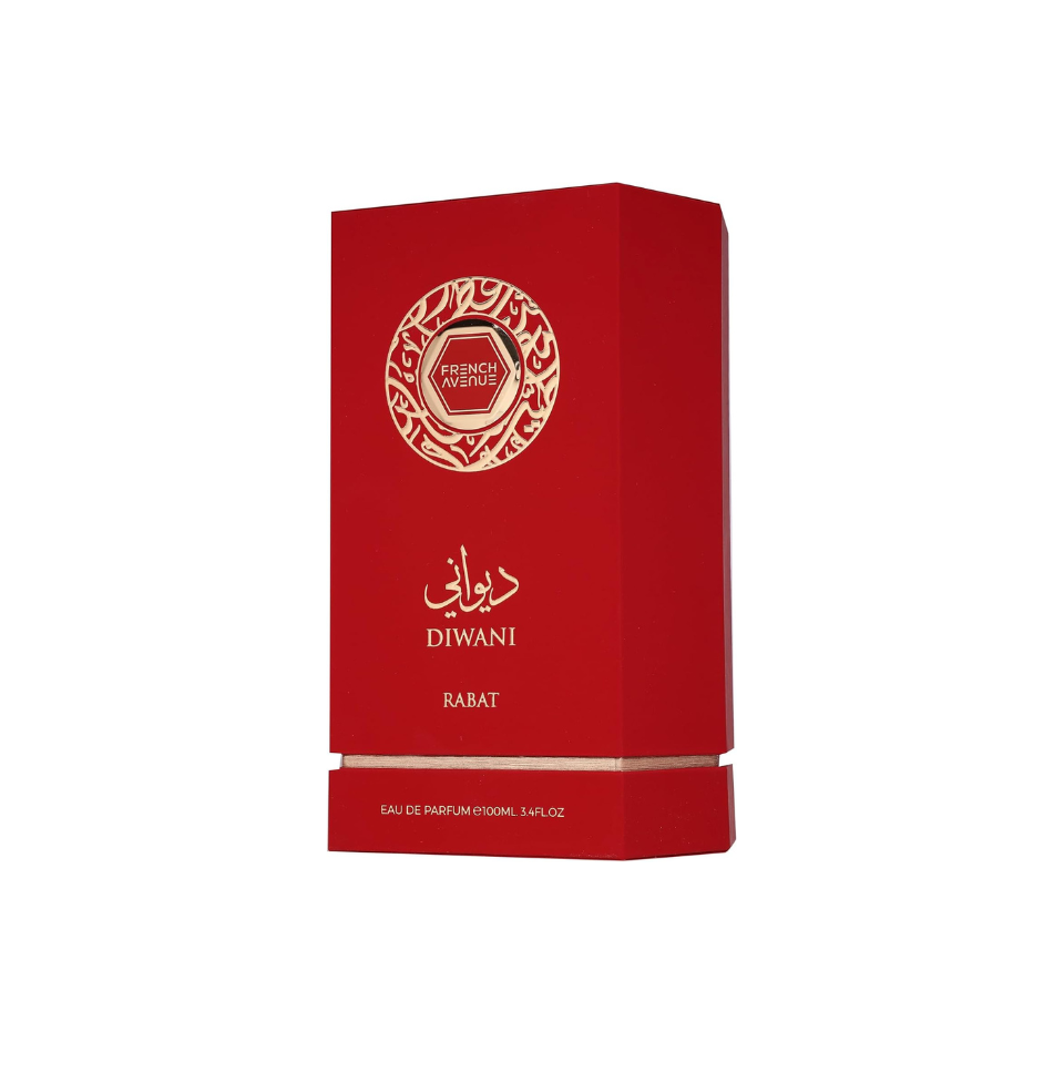 Fragrance World French Avenue Diwani Rabat Eau de Parfum 100ml bottle for men and women with elegant packaging.