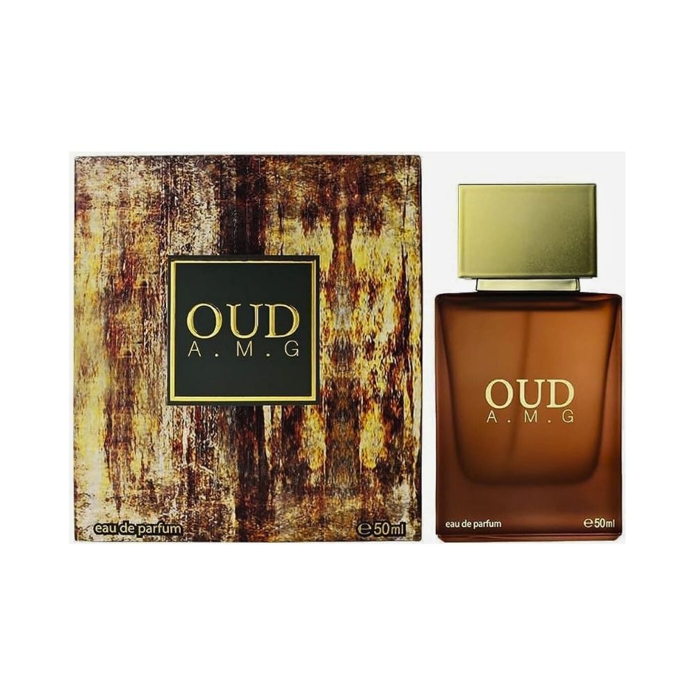 Ahmed Al Maghribi Oud AMG Eau de Parfum 50ml for men and women, featuring a sleek bottle and luxurious fragrance design