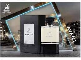 Alhambra Avant 100ml perfume bottle with elegant design, featuring clear glass and silver accents.