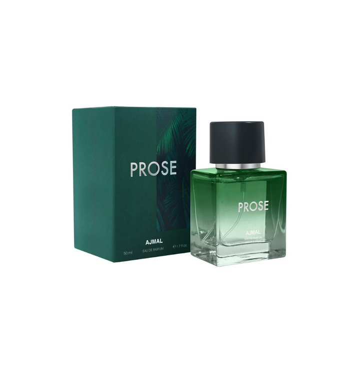 Ajmal Prose Eau De Parfum for men, featuring a sleek bottle design and a sophisticated fragrance scent.