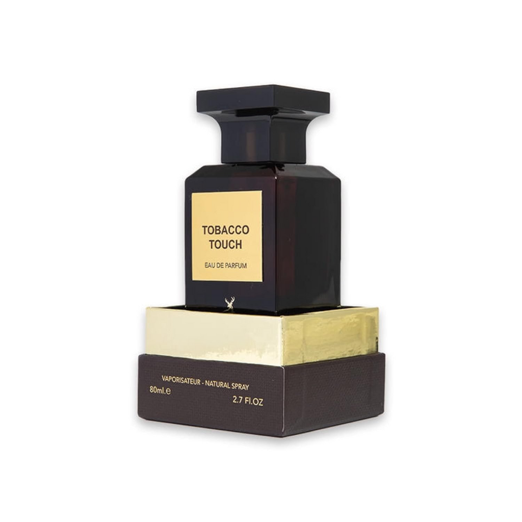 Alhambra Tobacco Touch Eau de Parfum 80ml bottle with elegant packaging and tobacco-inspired design.
