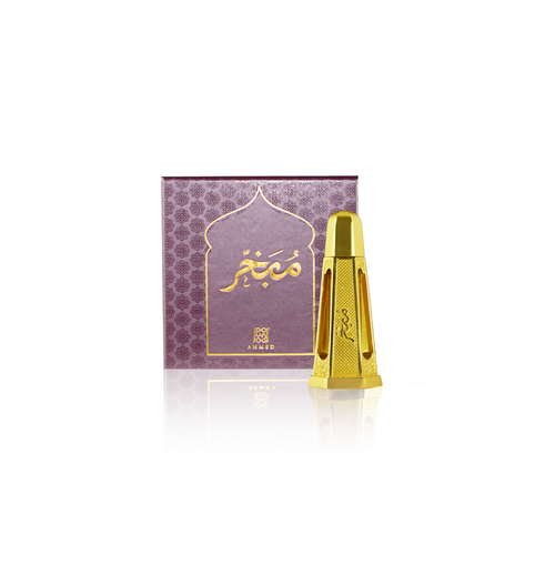 Ahmed Al Maghribi Dehn Al Oudh Mubkhar Attar 3ml concentrated perfume oil for men and women, displayed in a glass bottle with a metal cap.