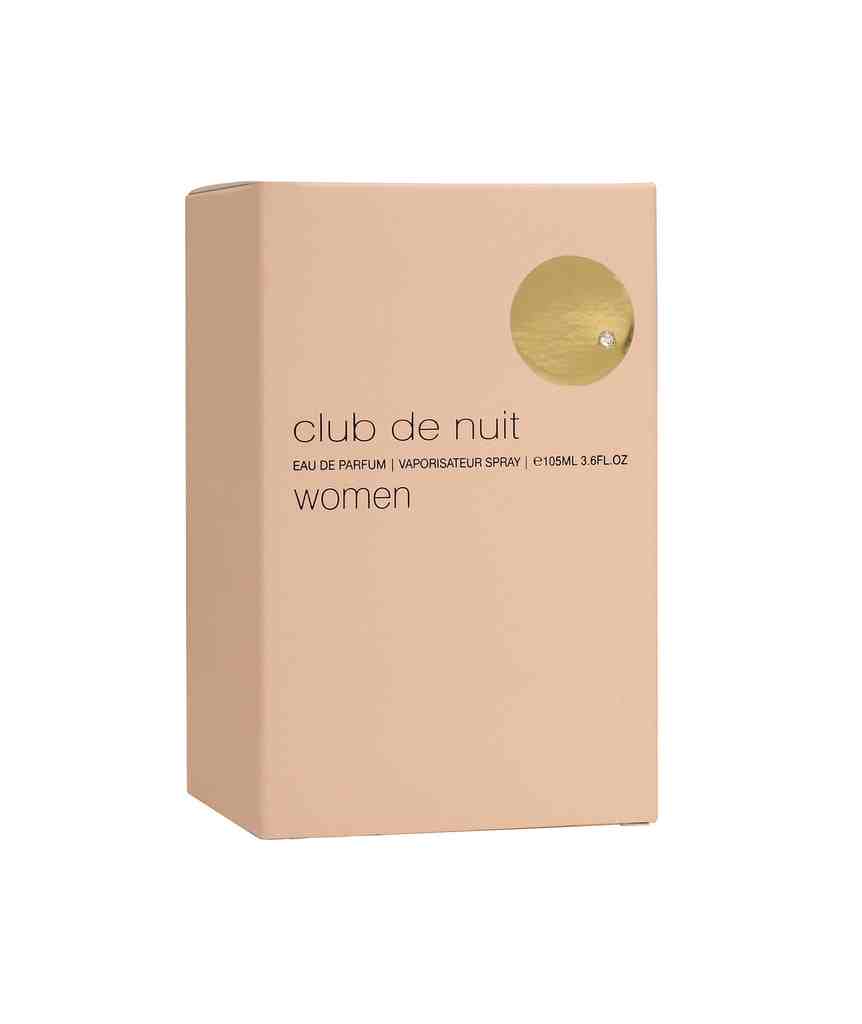 Armaf Club De Nuit Women perfume bottle, 105ml, elegant glass container with floral and fruity scent details visible.