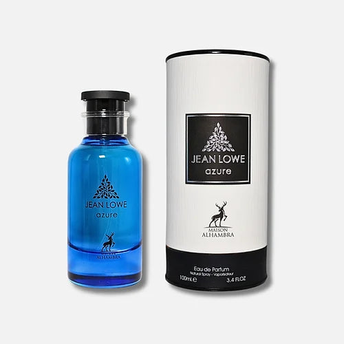 Maison Alhambra Jean Lowe Azure Eau De Parfum 100ml for men and women, elegant bottle with blue accents, aromatic fragrance design