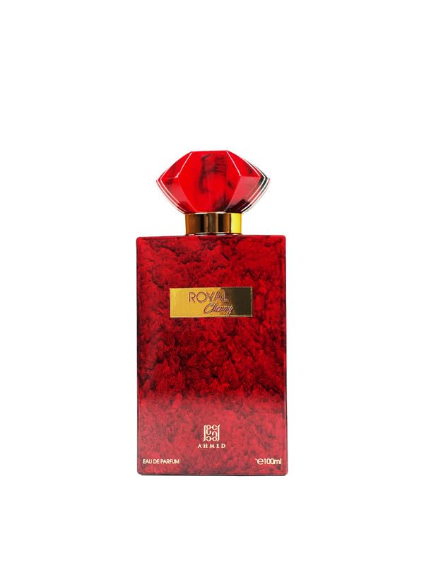 Ahmed Al Maghribi Royal Cherry Eau de Parfum 100ml for men and women, glass bottle with cherry-themed design.