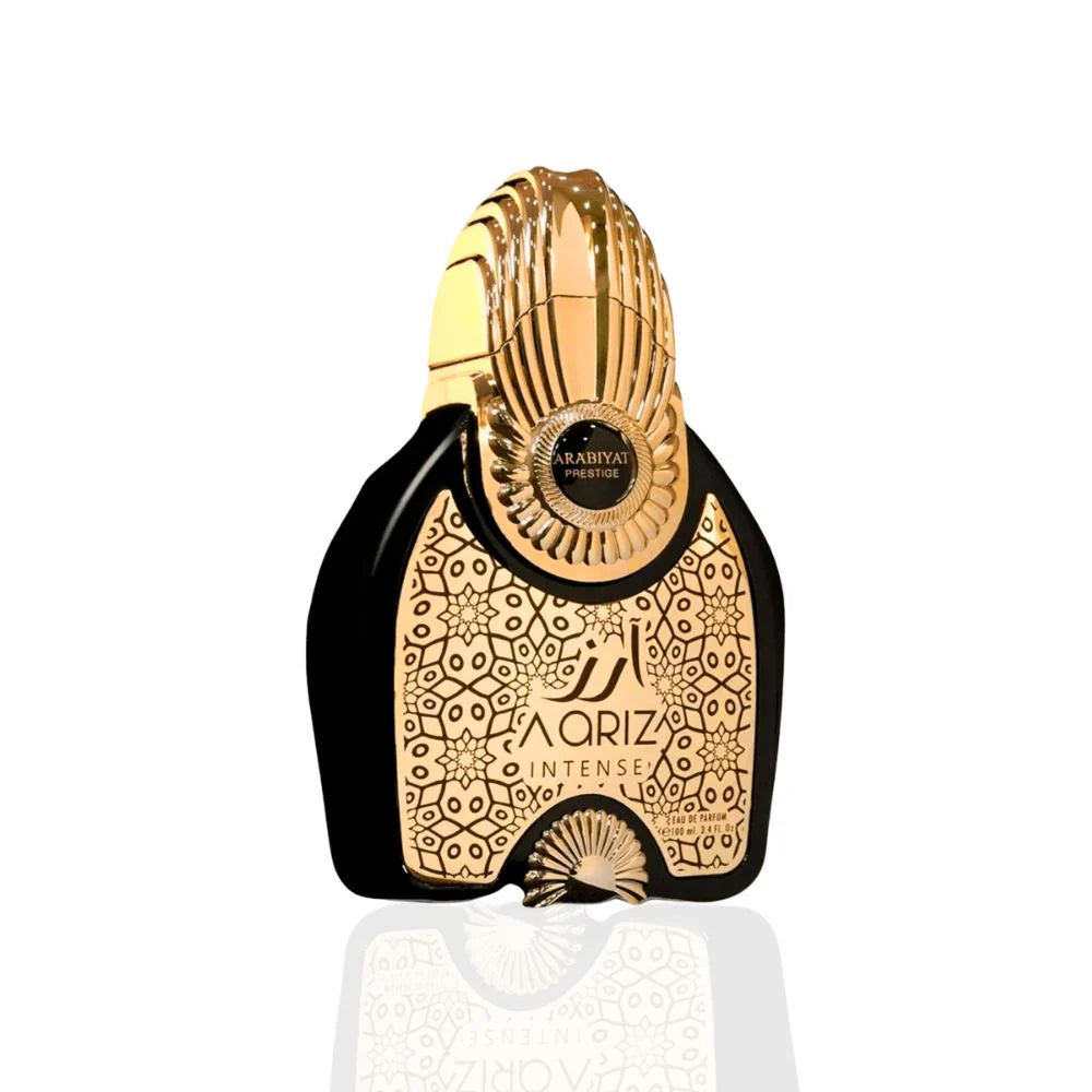 Arabiyat Prestige Aariz Intense Eau de Parfum 100ml for men and women, featuring elegant bottle design and luxurious fragrance.