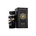 Fragrance World Just Aswad Eau de Parfum for men, 100ml bottle with sleek black design and elegant label.