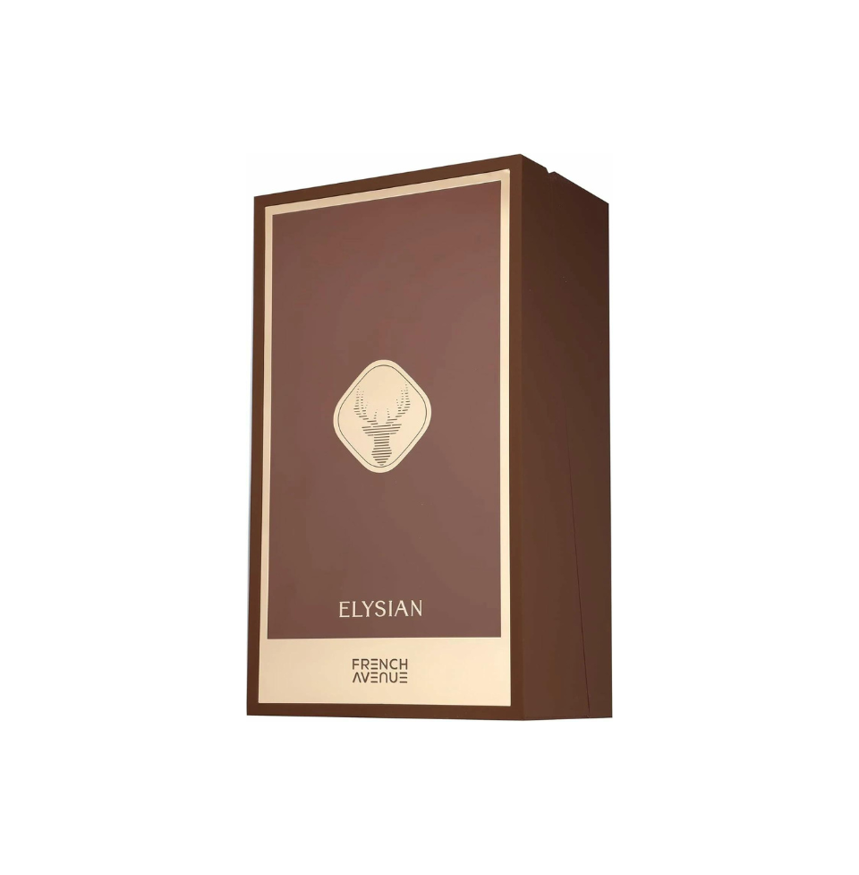 Fragrance World French Avenue Elysian men's Eau de Parfum bottle, 80ml, with elegant packaging and branding.