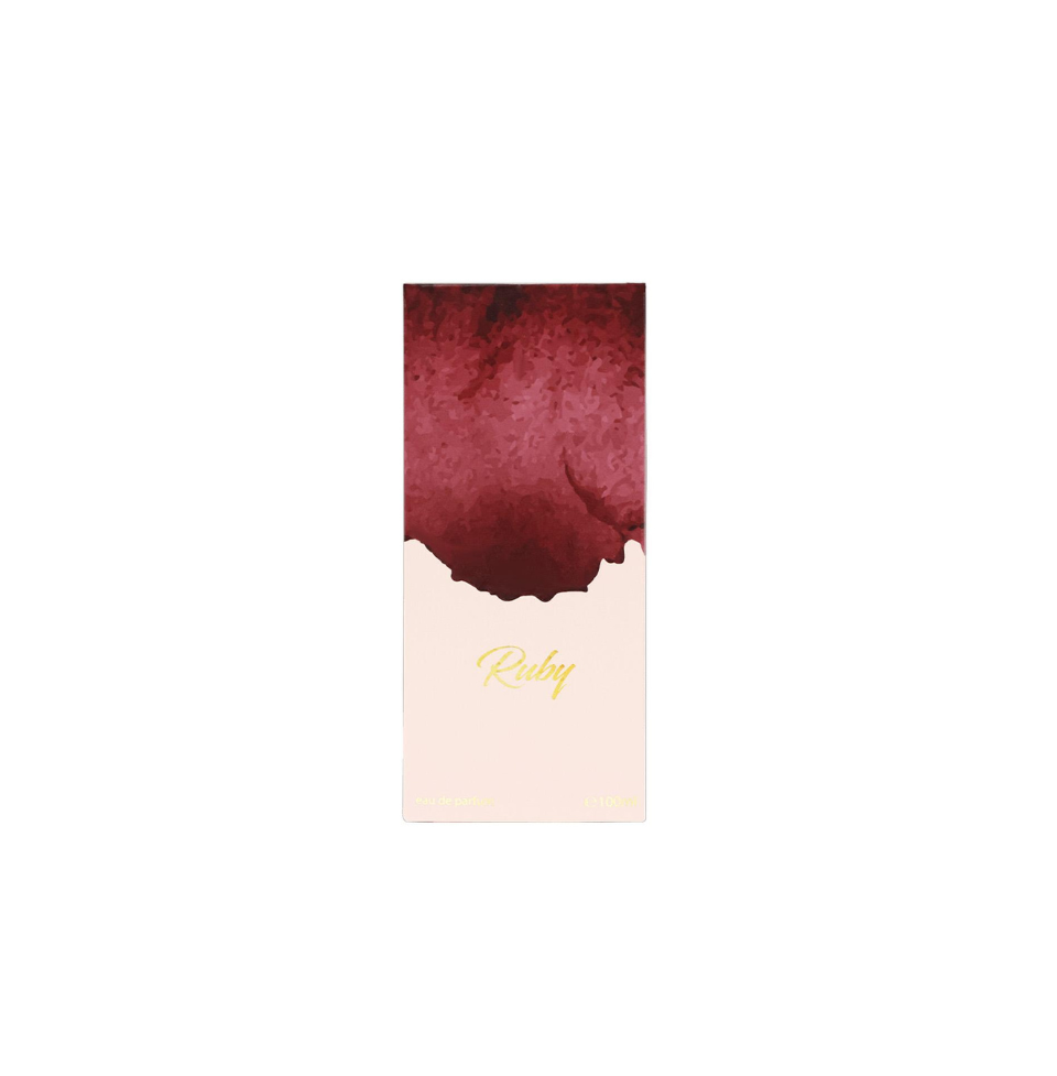 Ahmed Al Maghribi Ruby Eau de Parfum 100ml bottle with elegant design, suitable for men and women, shown in the image.