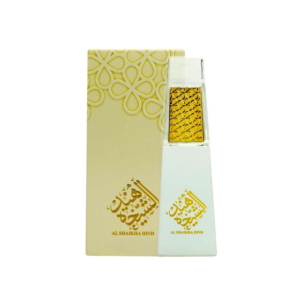 Ahmed Al Maghribi Shaikha Hind eau de parfum 50ml bottle for men and women, elegant glass container with floral and spicy accents.
