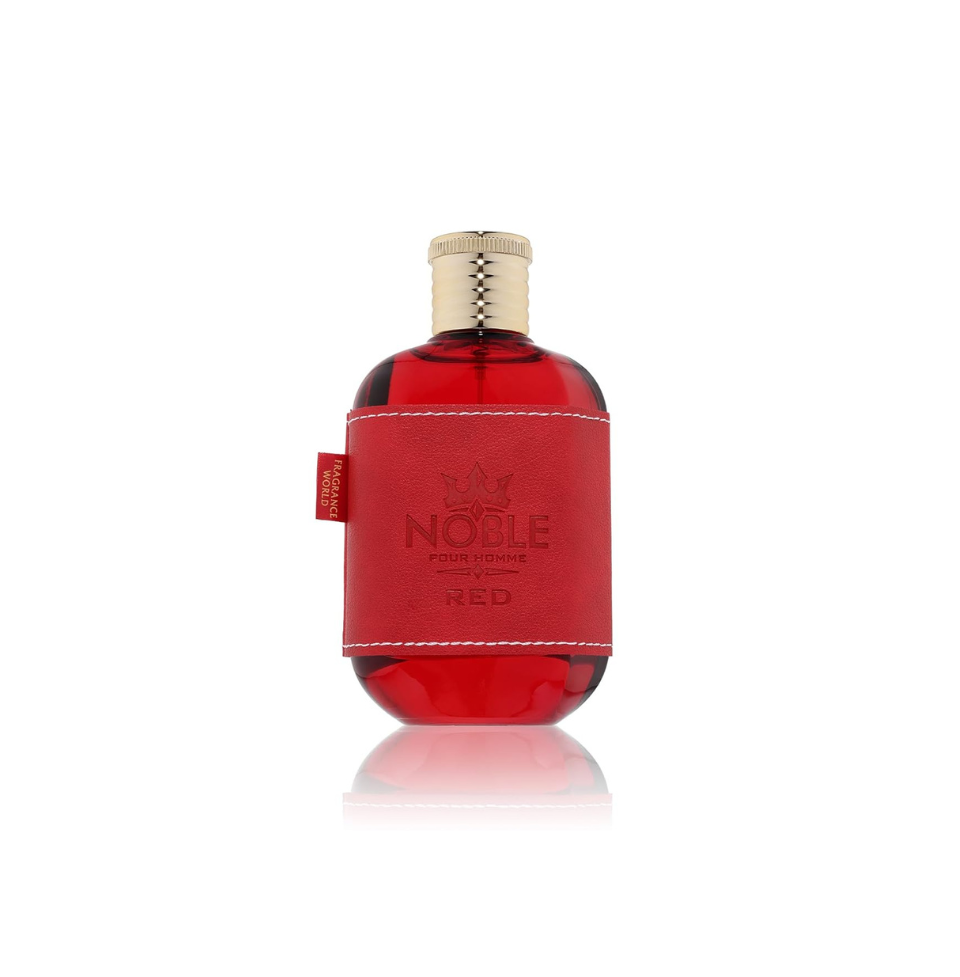 Fragrance World Noble Red Pour Homme Eau de Parfum 100ml bottle with red and black design for men