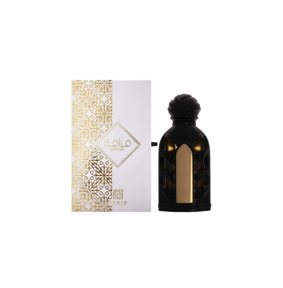 Ahmed Al Maghribi Qeyfah concentrated perfume oil bottle for men and women, 15ml, with elegant packaging and dark glass container.