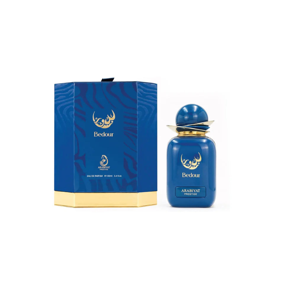Arabiyat Prestige Bedour Eau De Parfum for Women in 100ml bottle, featuring elegant packaging and floral scent profile.
