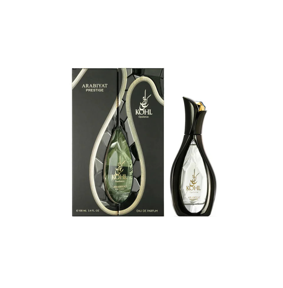 Arabiyat Prestige Kohl Opulence Eau De Parfum 100ml bottle for men and women, featuring elegant glass packaging and a luxurious fragrance.