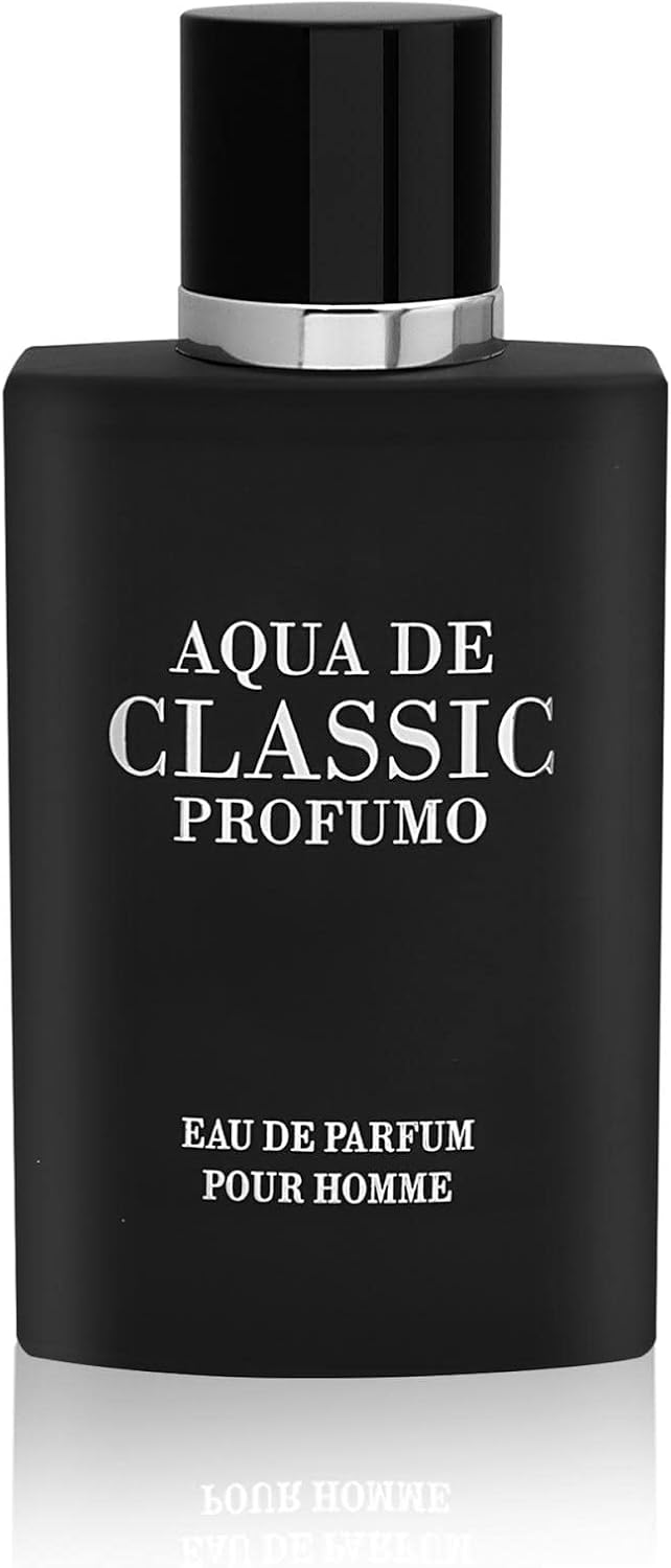 Fragrance World Aqua de Classic Profumo Eau de Parfum 80ml for men, bottle with elegant design and clear label.