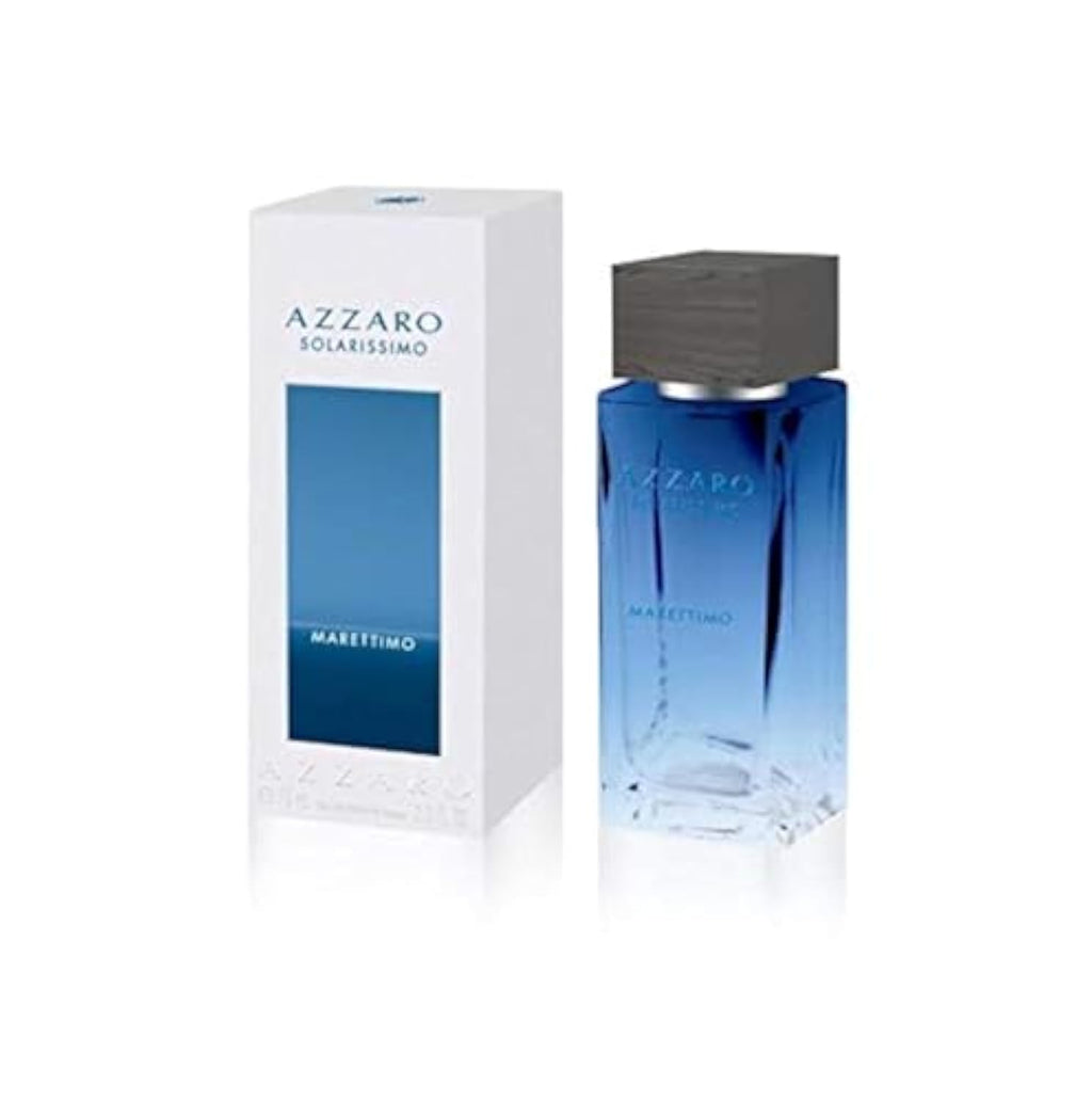 Azzaro Solarissimo Marettimo men's Eau De Toilette bottle, 75ml, with fresh, aquatic fragrance and sleek glass design.