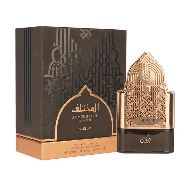Nusuk Al Mukhtalif Signature men's parfum bottle, 100ml, with elegant design and sleek cap, on a neutral background