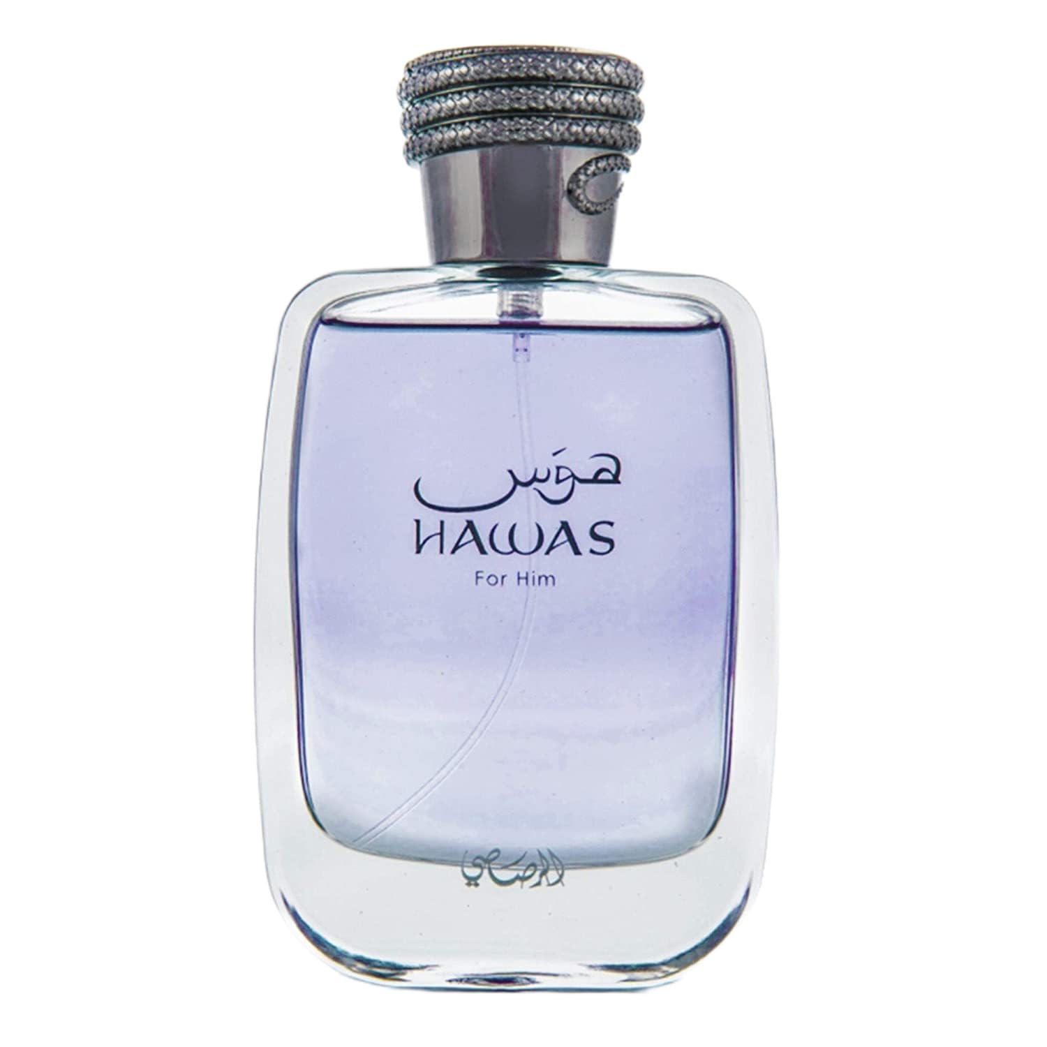 Rasasi Hawas For Him Eau de Parfum 100ml bottle with a sleek design on a neutral background.