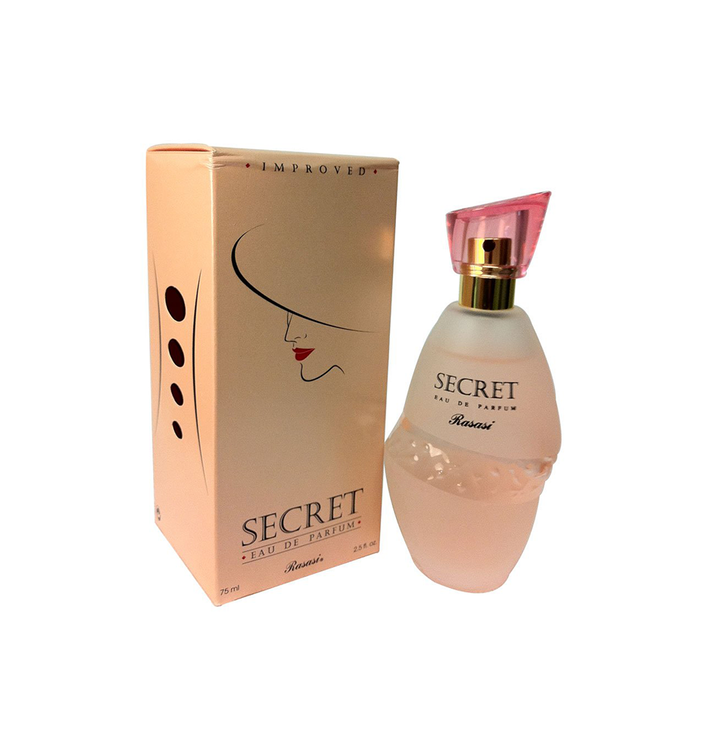 Rasasi Secret Eau De Parfum 75ml bottle for women with elegant floral and oriental fragrance design