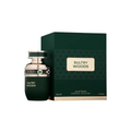 Fragrance World Sultry Woods men's eau de parfum bottle, 80ml, with a sleek design and dark fragrance liquid visible inside.