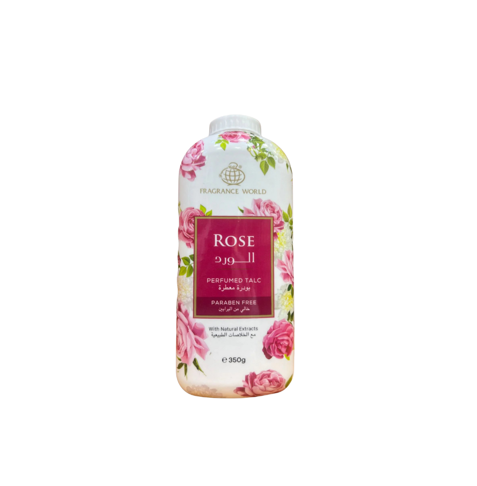 FRAGRANCE WORLD ROSE PERFUMED TALC 350GM