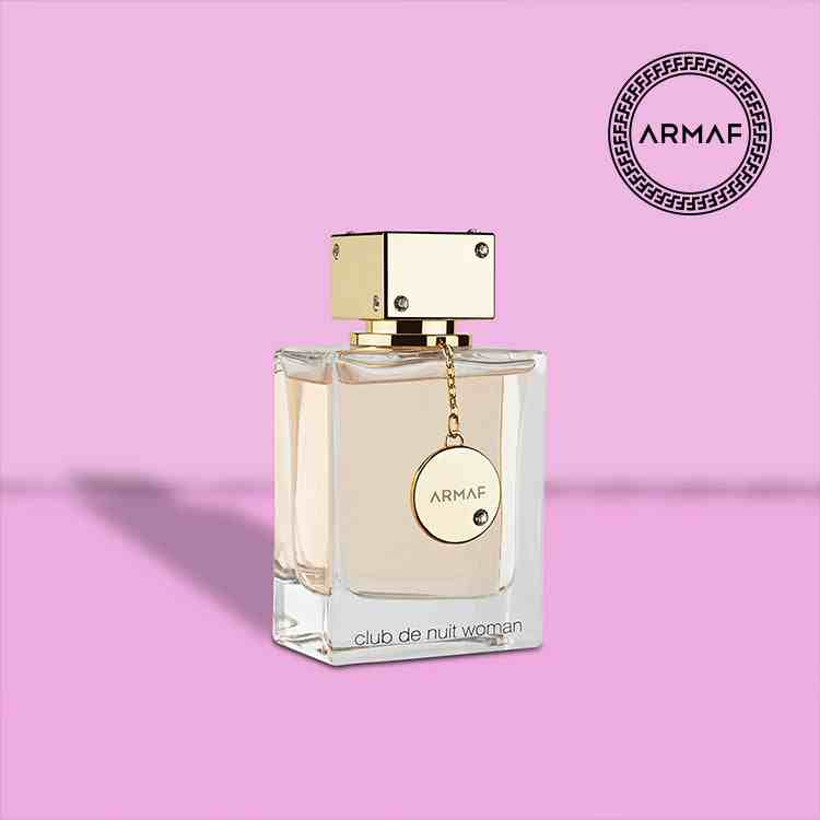 Armaf Club De Nuit Women perfume bottle, 105ml, with elegant design and floral accents visible on the sleek glass packaging.