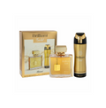 Rasasi Brilliant Gold Eau de Parfum 100ml gift set for men, featuring a sleek perfume bottle and matching accessories.