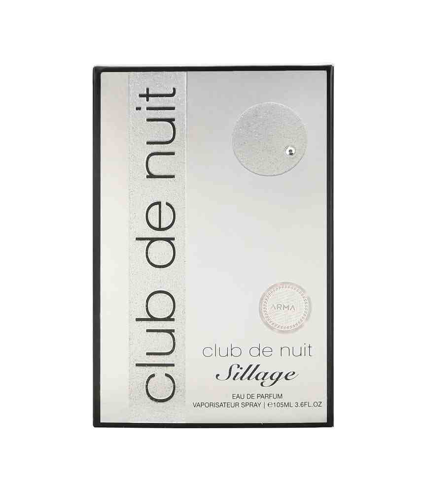 Armaf Club De Nuit Sillage Eau De Parfum 105ml bottle with sleek design and fragrance details visible.