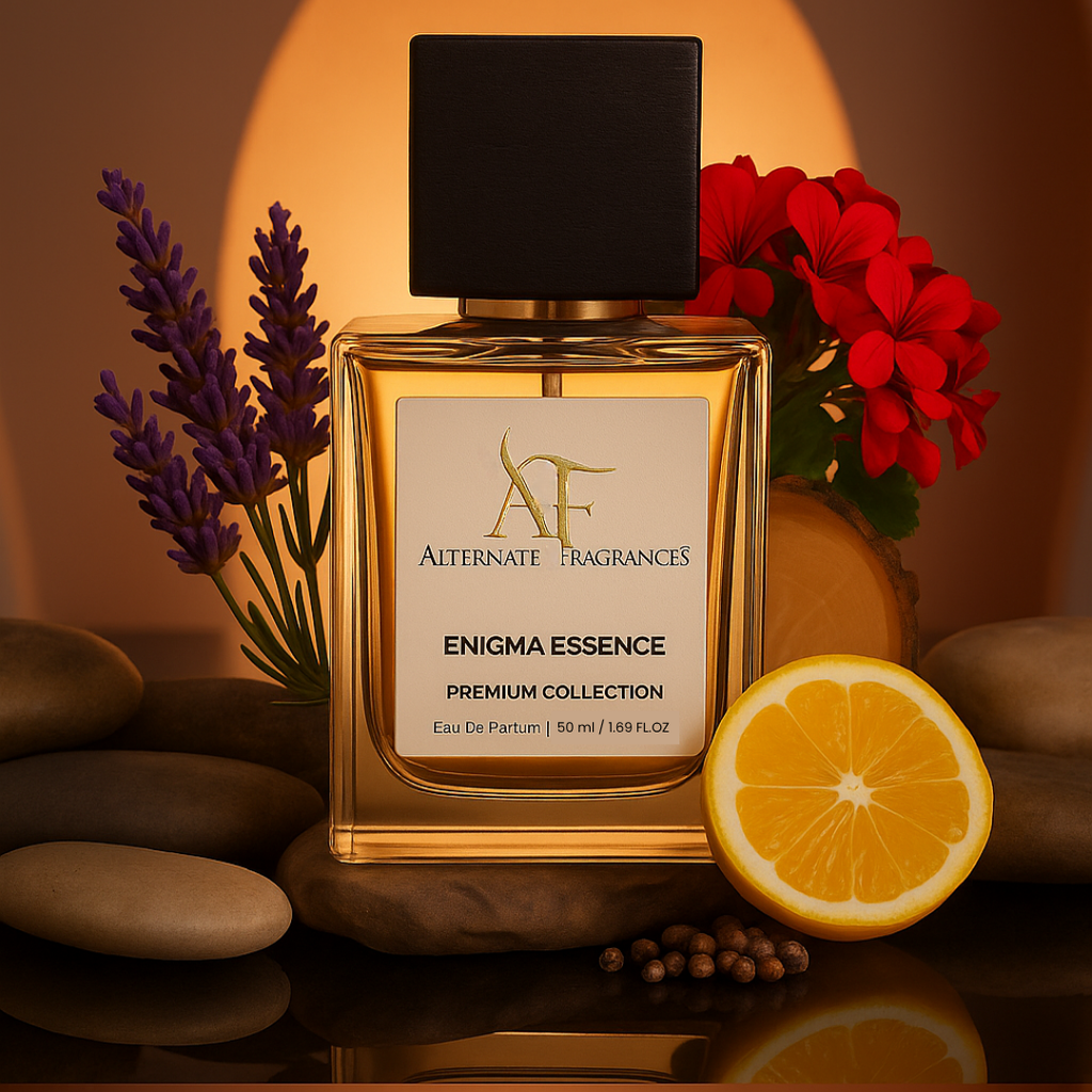 Rini Deals Enigma Essence EDP perfume bottle with elegant design, showcasing the luxurious fragrance container.