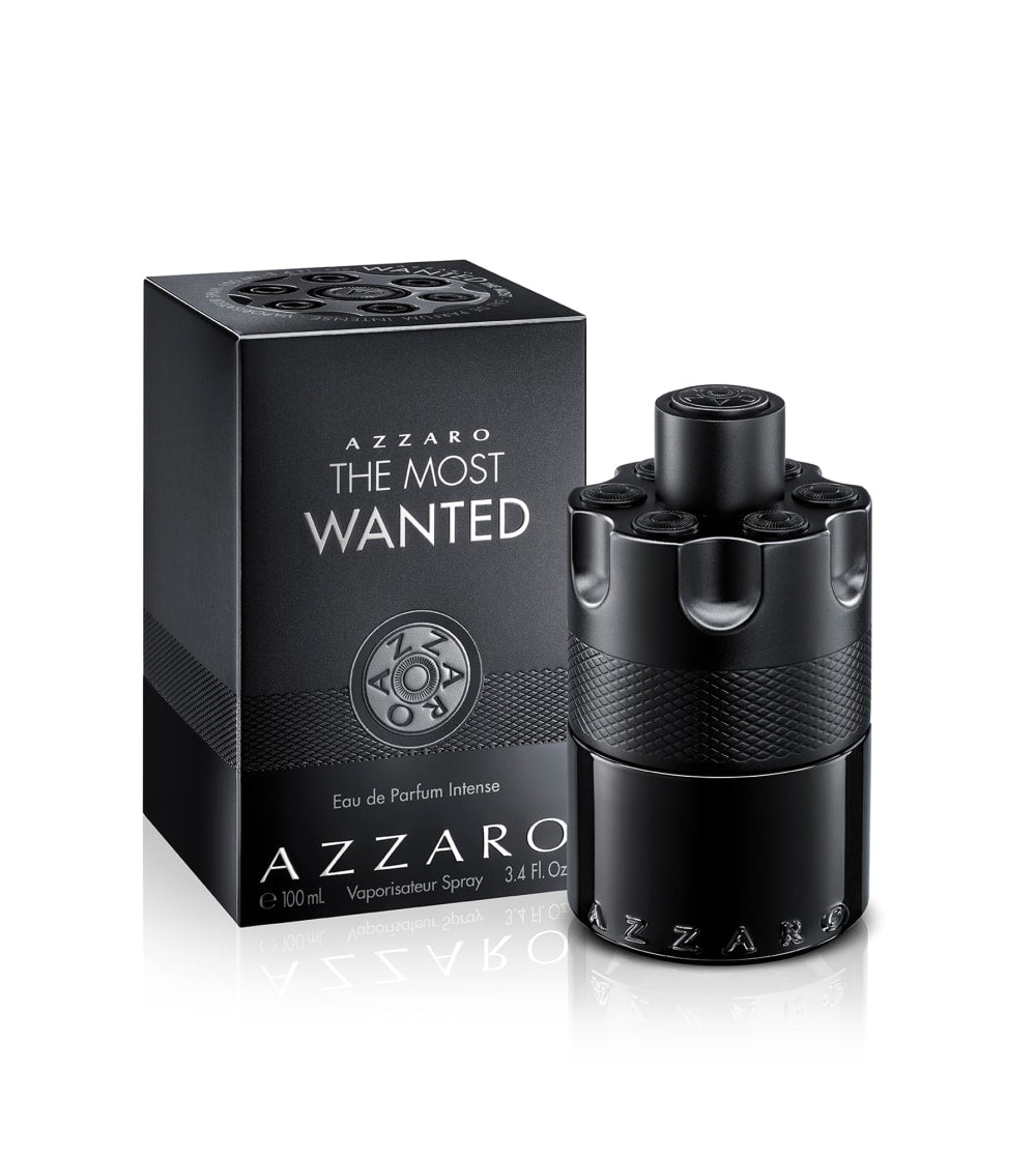 Azzaro The Most Wanted Eau De Parfum Intense 100ml men's fragrance bottle with sleek design and black cap.