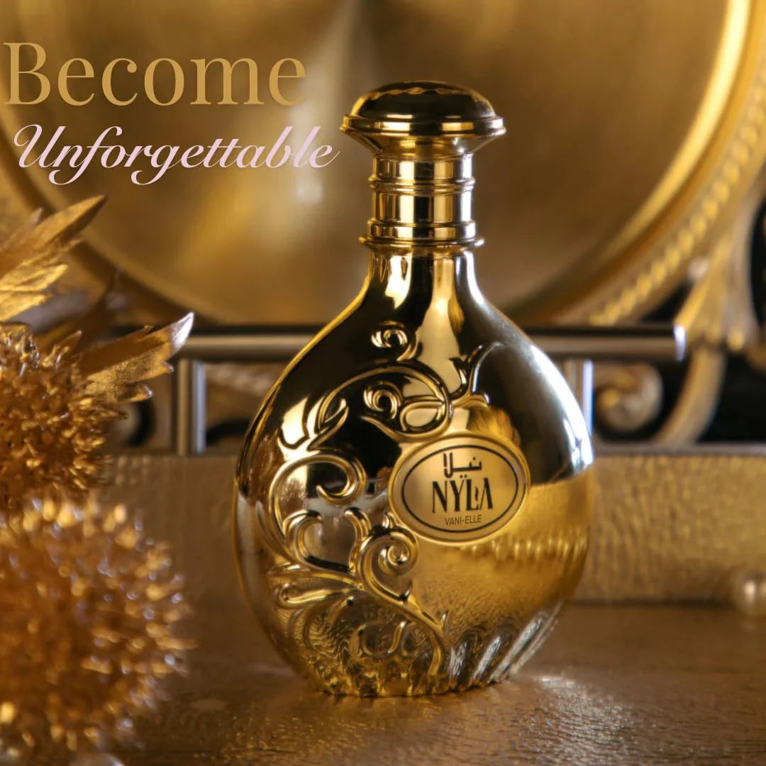 Arabiyat Nyla Vani-elle Eau De Parfum by Rini Deals, 80ml bottle, elegant glass container with floral and woody fragrance notes.