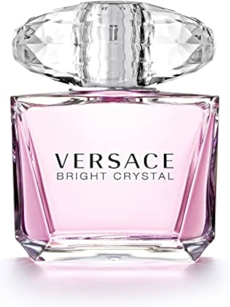 Versace Bright Crystal women’s parfum bottle with pink and silver accents, 90ml size, elegant and luxurious design.
