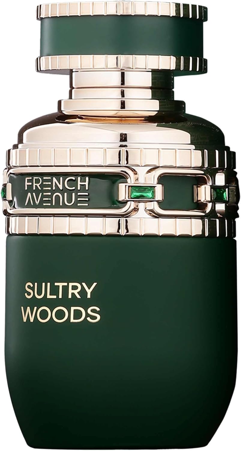 Fragrance World Sultry Woods Eau de Parfum for Men, 80ml bottle with dark wood and aromatic scent design.