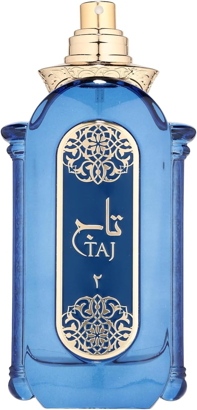 Fragrance World Atheer Al Alam Taj 2 men's 90ml Eau de Parfum bottle with elegant design and gold accents.