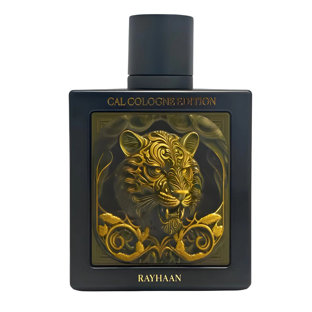 Rayhaan Tiger Cologne Edition Extrait De Parfum for Men in 100ml bottle, featuring a sleek design and bold tiger-themed packaging