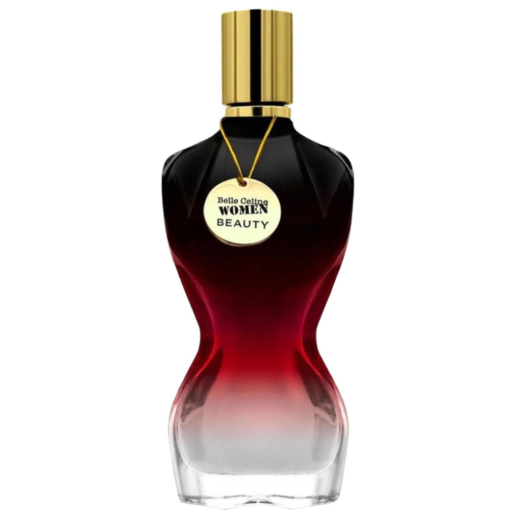 Fragrance World Belle Celine Beauty Eau de Parfum 100ml for women, elegant glass bottle with floral accents visible.