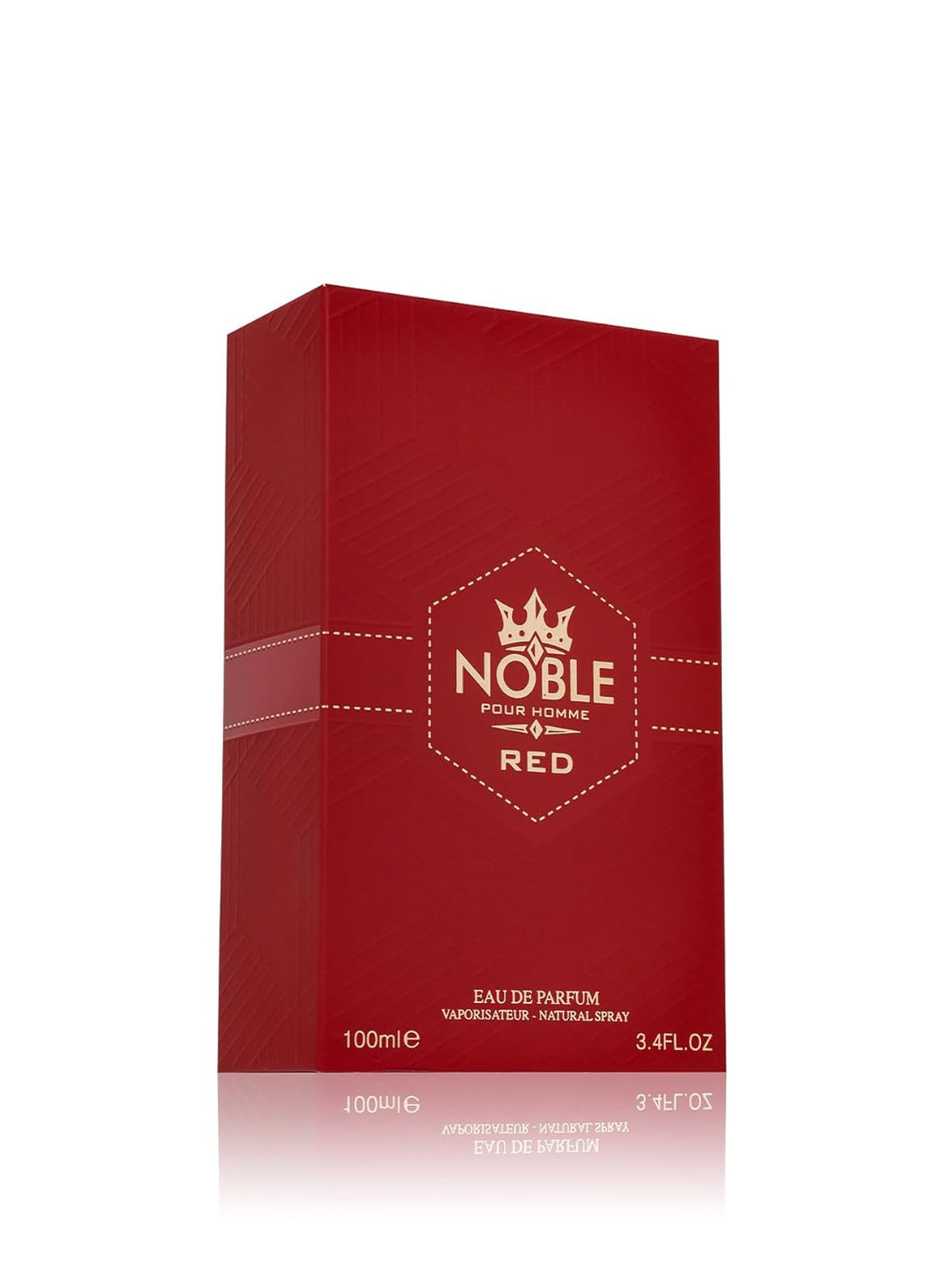 Fragrance World Noble Red Pour Homme Eau de Parfum 100ml bottle with red and black packaging for men.