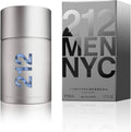 Bottle of Carolina Herrera 212 Men NYC Eau De Toilette 100ml with sleek design and clear label on a white background.