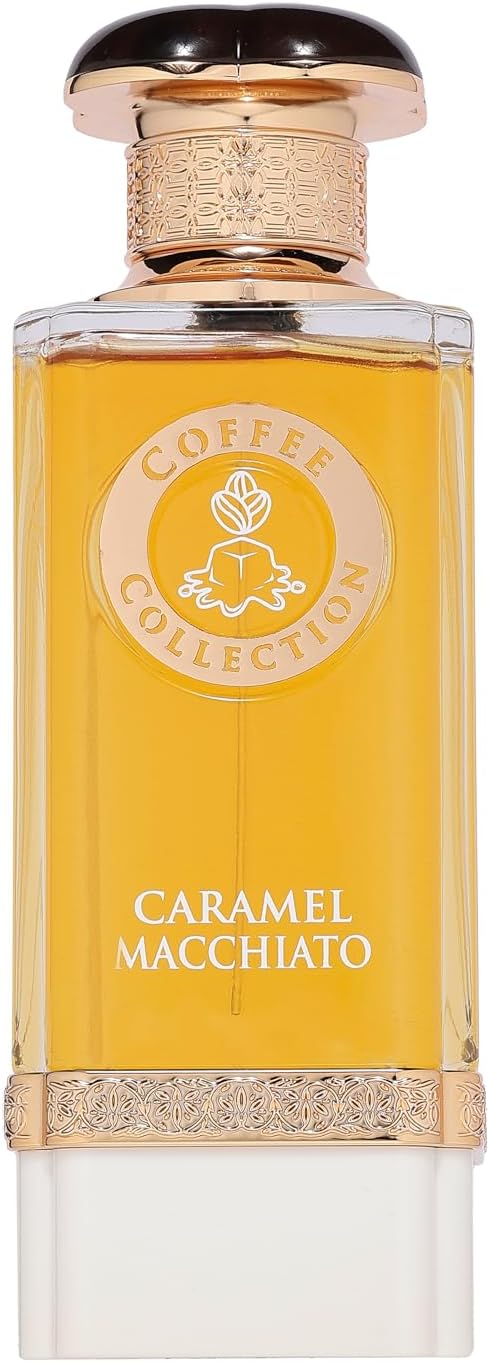 Fragrance World Coffee Collection Caramel Macchiato Eau de Parfum 100ml for men and women, featuring a warm coffee and caramel scent.